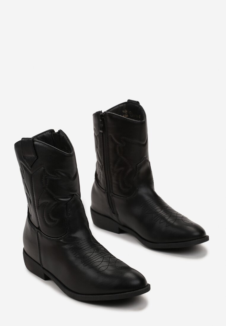  Botine Negre Cowboy cu Cusături Blenikava