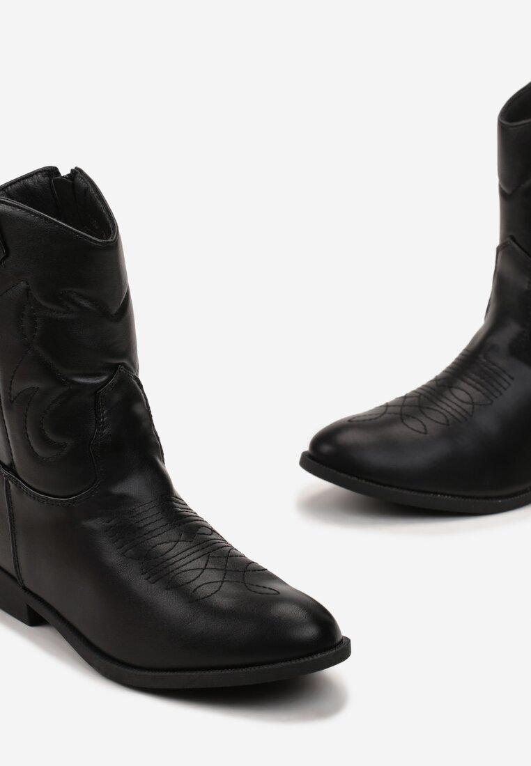  Botine Negre Cowboy cu Cusături Blenikava