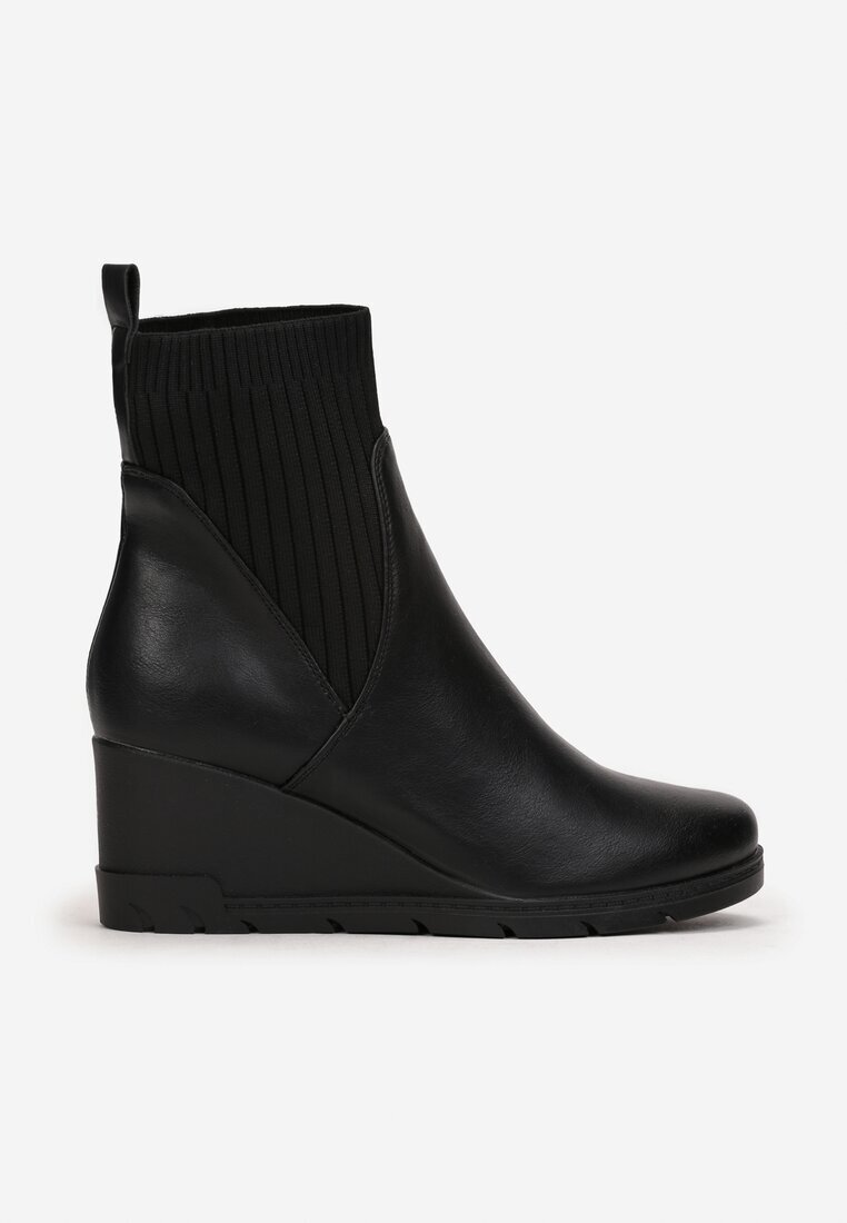  Botine Negre cu Gambă Elastică pe Toc Pană Ouban