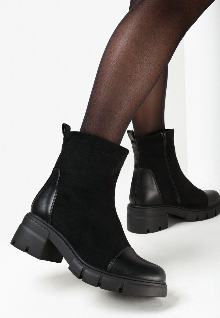  Botine Negre cu toc jos Alimexa