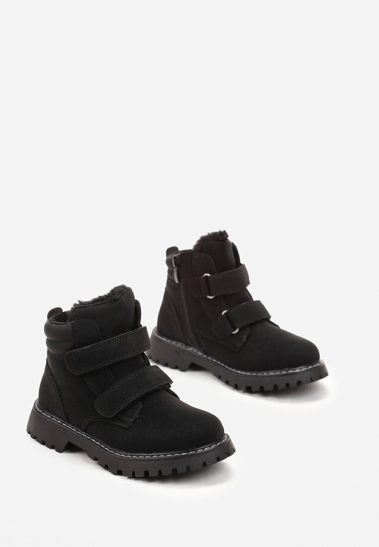  Botine Negre cu Velcro și Talpă Groasă Meralesi