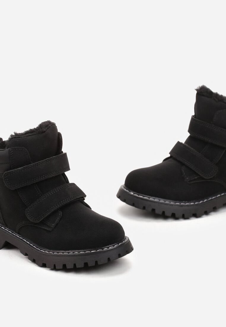  Botine Negre cu Velcro și Talpă Groasă Meralesi