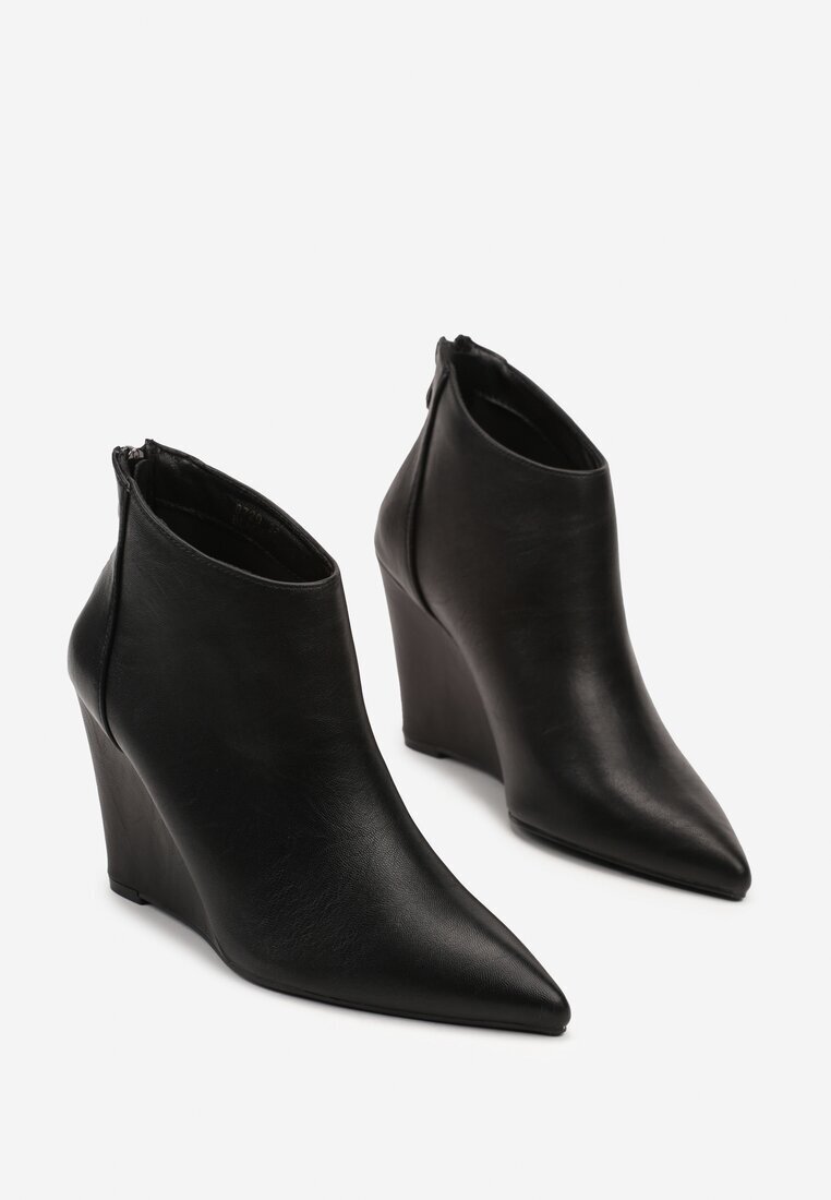  Botine Negre Minimaliste cu platformă și vârf ascuțit Zivizia