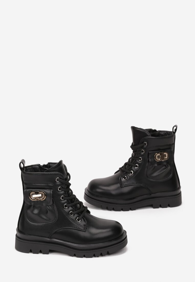  Botine Negre stil worker cu Buzunar Maerephone