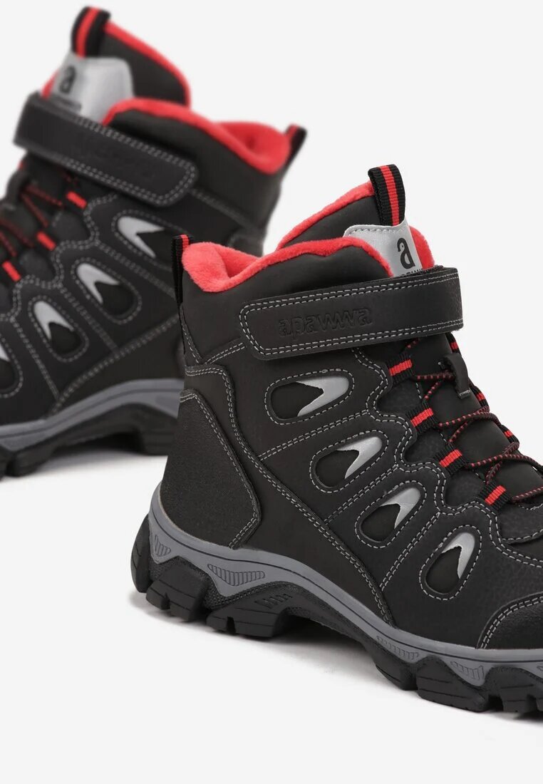  Botine Negru-Roșii de gleznă cu velcro Verves