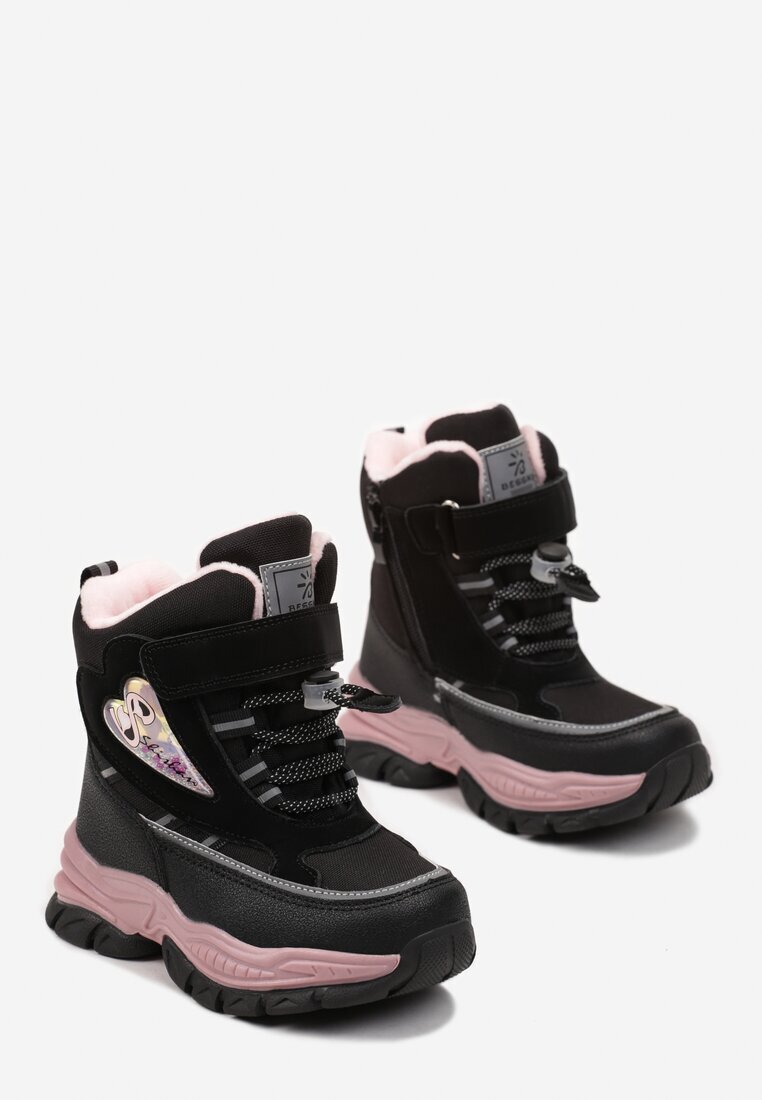  Botine Negru-Roz cu Talpă Groasă cu Velcro Silvaril