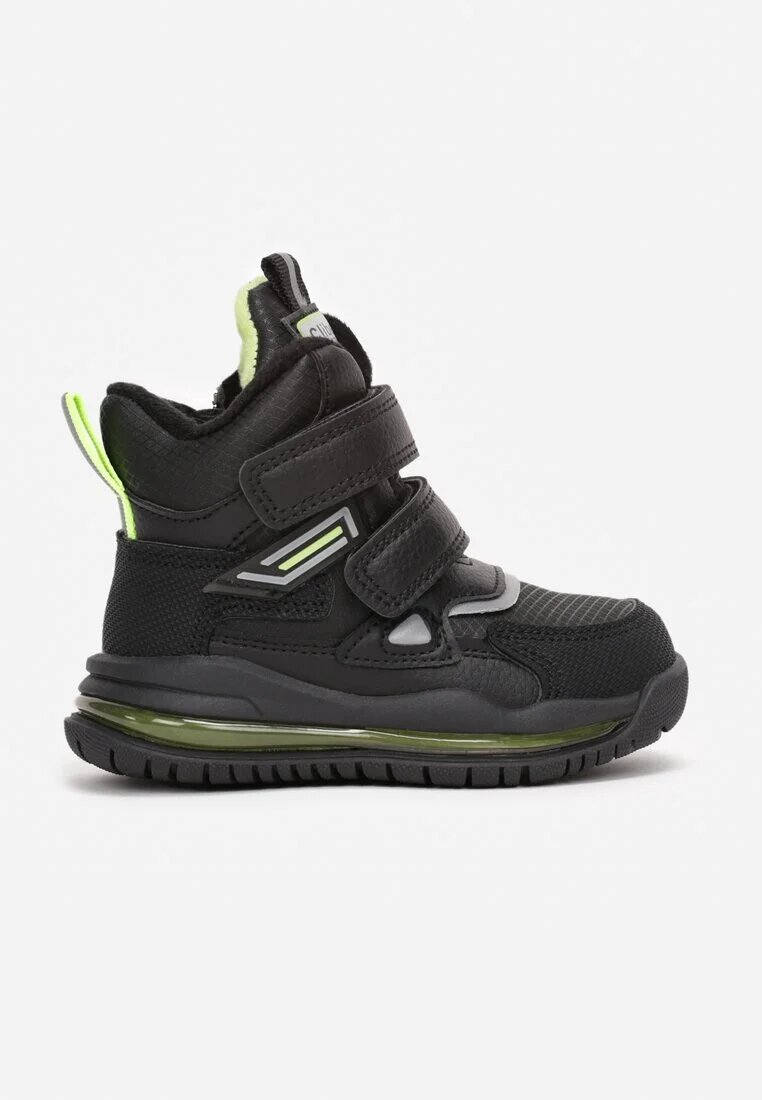  Botine Negru-Verde cu Branț din Piele Metalice Phelaleia