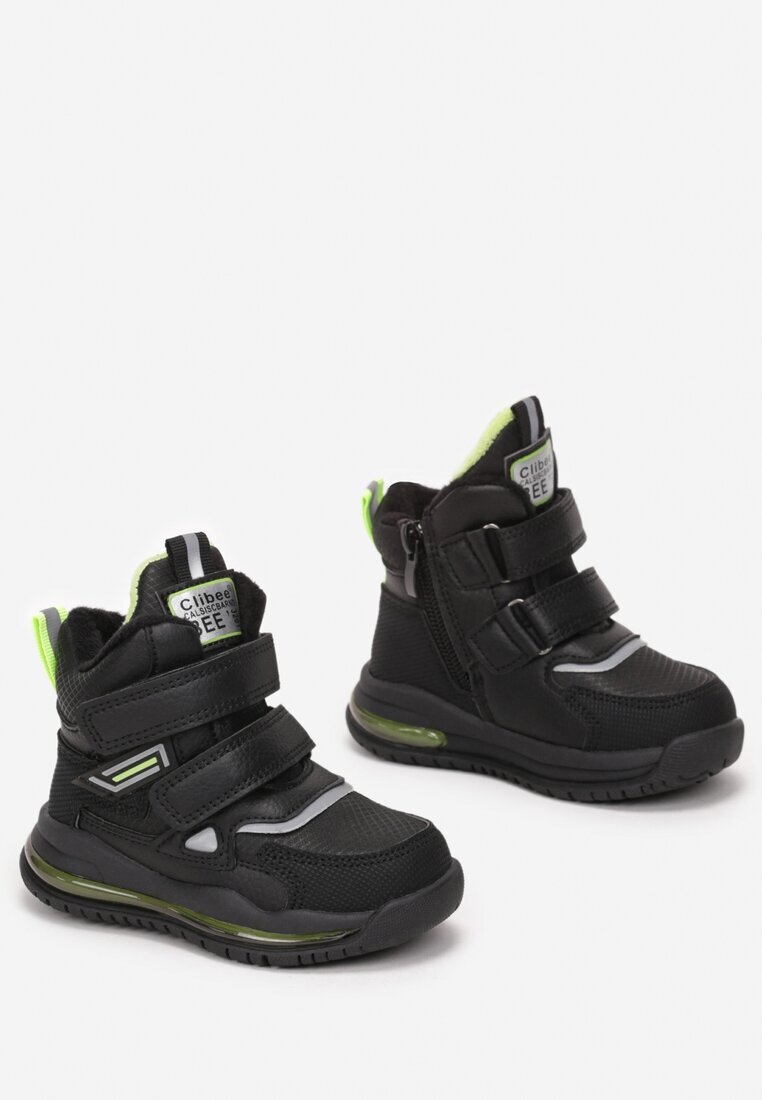  Botine Negru-Verde cu Branț din Piele Metalice Phelaleia