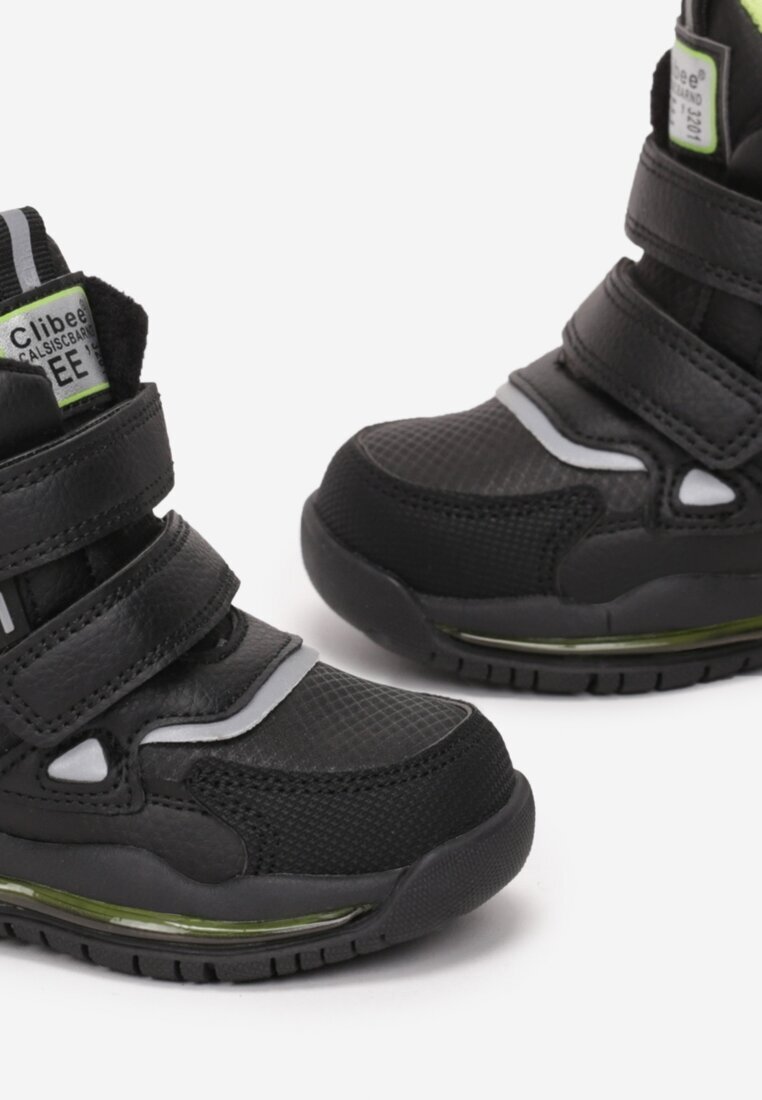  Botine Negru-Verde cu Branț din Piele Metalice Phelaleia