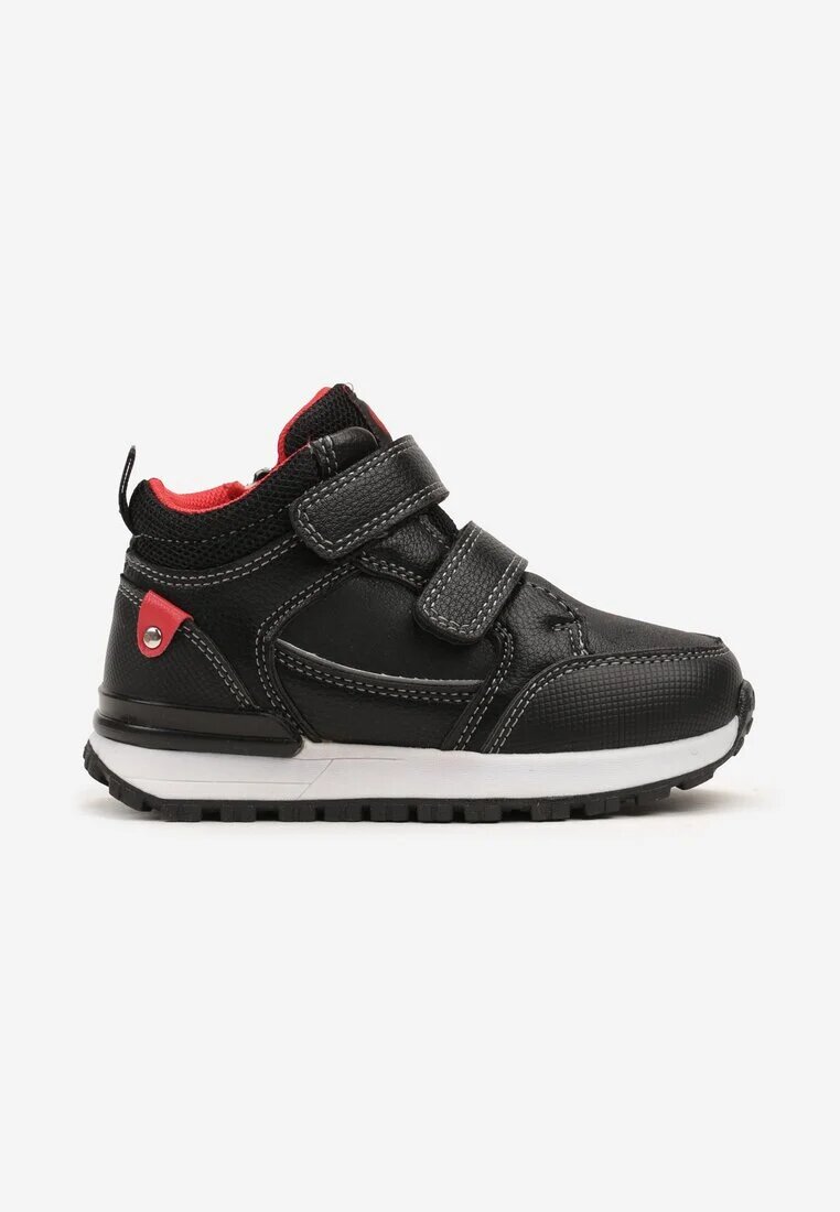  Botine Plate Negre-Roșii în Stil Sneakers decorate cu cusături Derizia