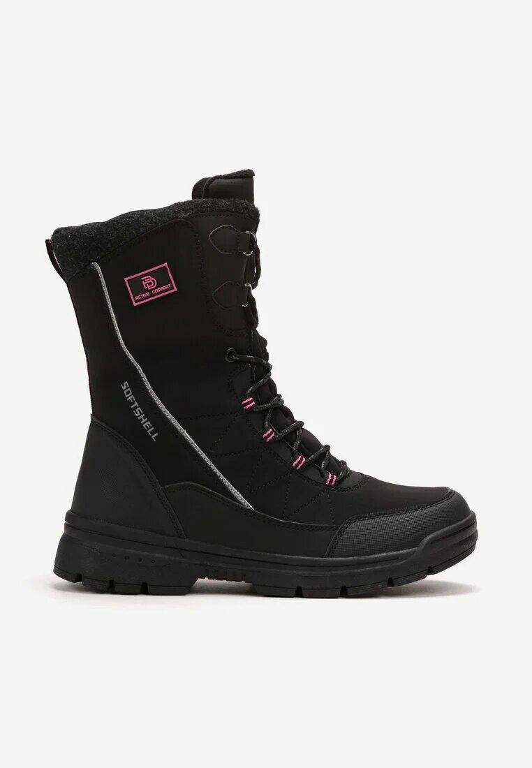  Botine Sport Negru-Fucsia cu Carâmb Înalt Căptușite Fardana