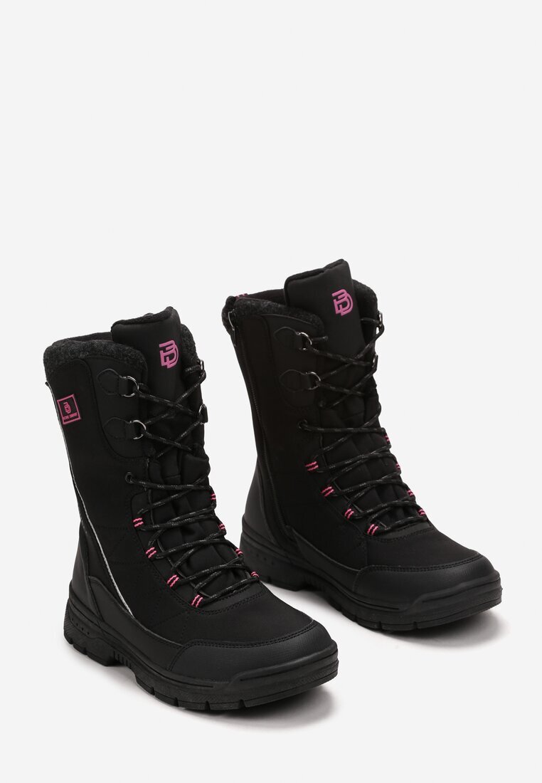  Botine Sport Negru-Fucsia cu Carâmb Înalt Căptușite Fardana