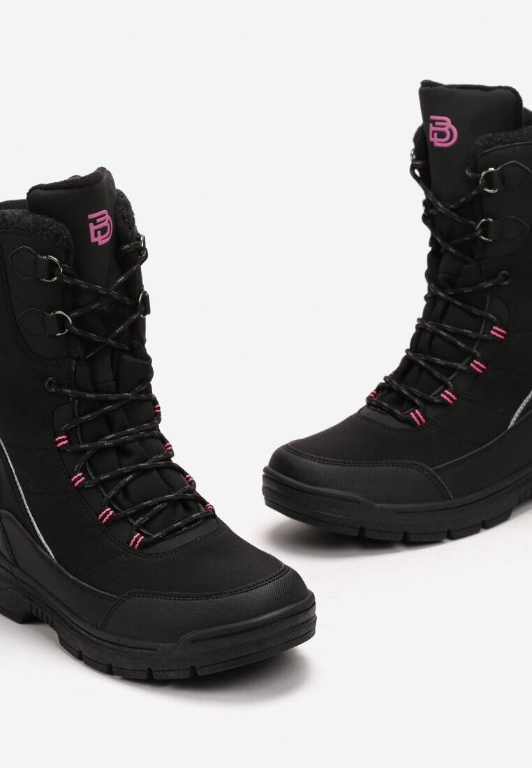  Botine Sport Negru-Fucsia cu Carâmb Înalt Căptușite Fardana