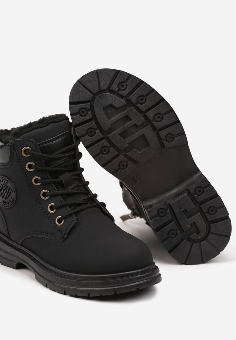  Botine tip trapper casual negre pe talpă plată Nelabria