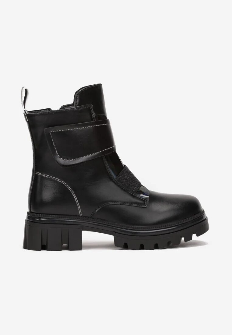 Botine tip worker Negru-Gri cu velcro Ioleis
