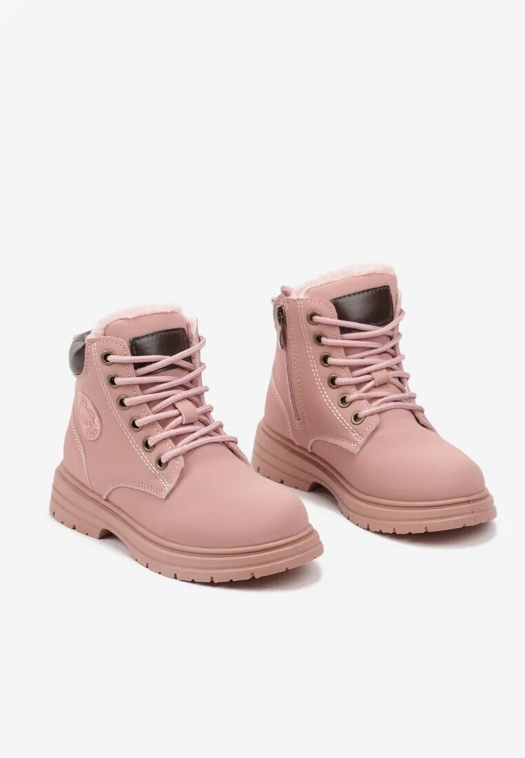  Botine Trapper Roz Casual pe Talpă Plată Nelabria