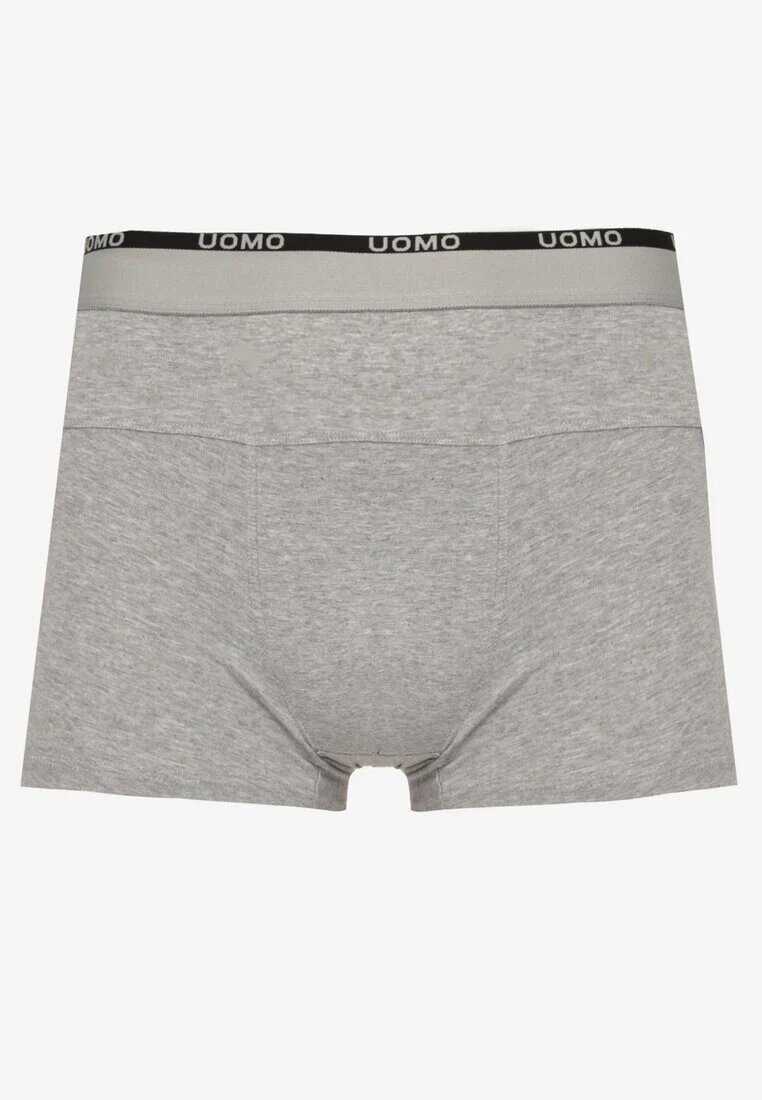  Boxeri Gri deschis din bumbac cu inscripție decorativă și elastic lat în talie Blinsea