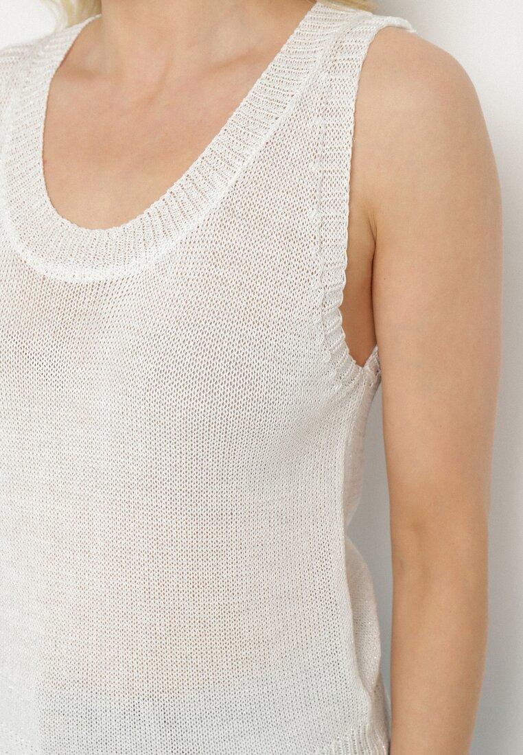 by swan Bluză bej deschisă fără mâneci din tricot din viscoză cu fir metalic Alamaris