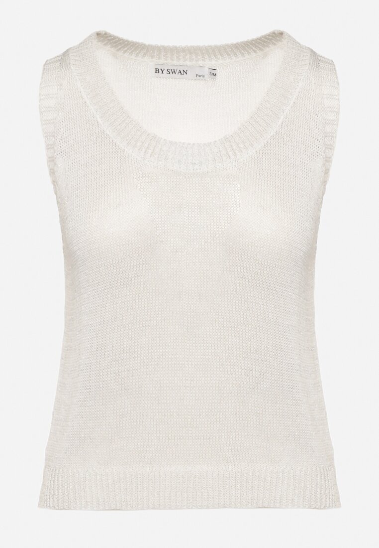 by swan Bluză bej deschisă fără mâneci din tricot din viscoză cu fir metalic Alamaris