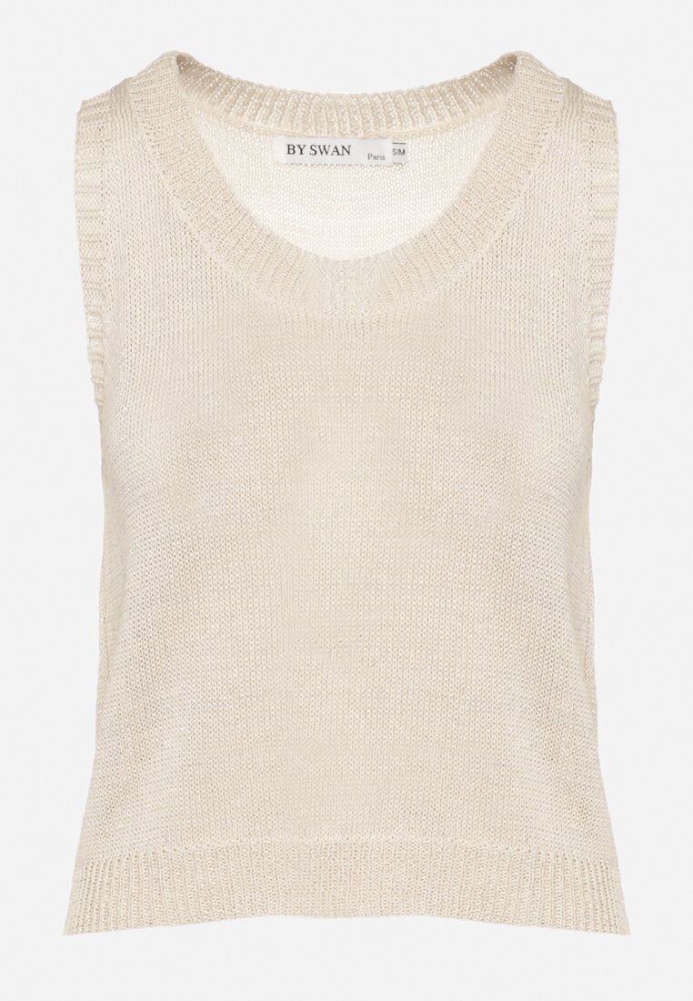 by swan Bluză Bej fără mâneci din tricot din viscoză cu fir metalic Alamaris