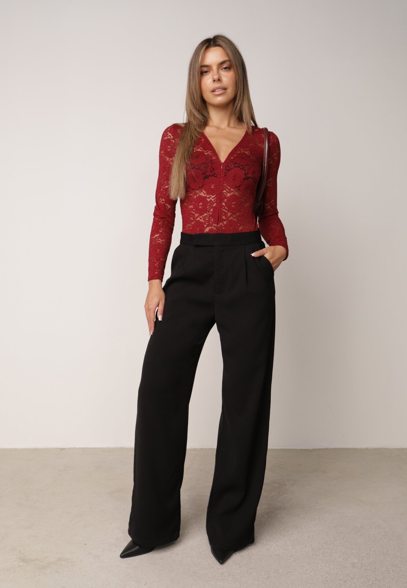 by swan Body din dantelă cu fermoar Amisti Bordo