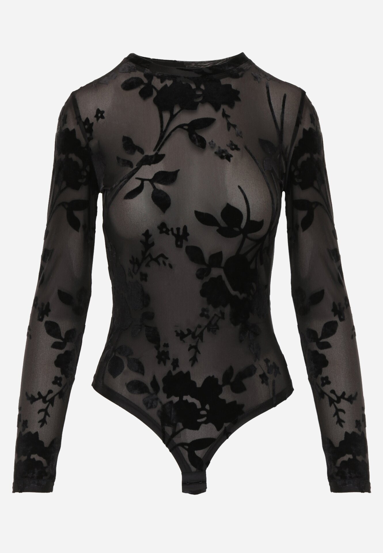 by swan Body din plasă cu adaos de vâscoză cu model floral din velur Belpho Negru