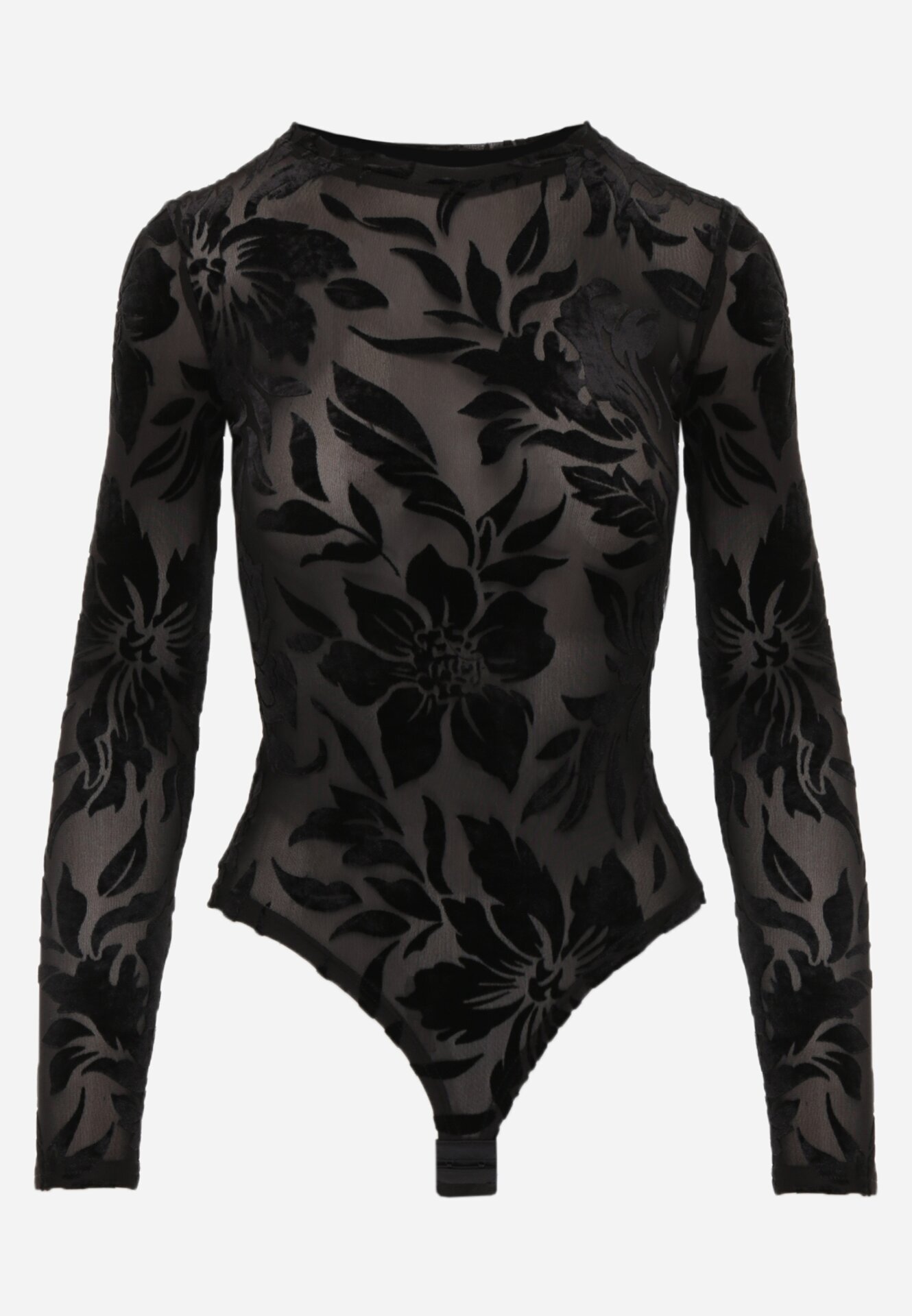 by swan Body din plasă cu adaos de viscoză cu model floral de velur Giseleni Negru