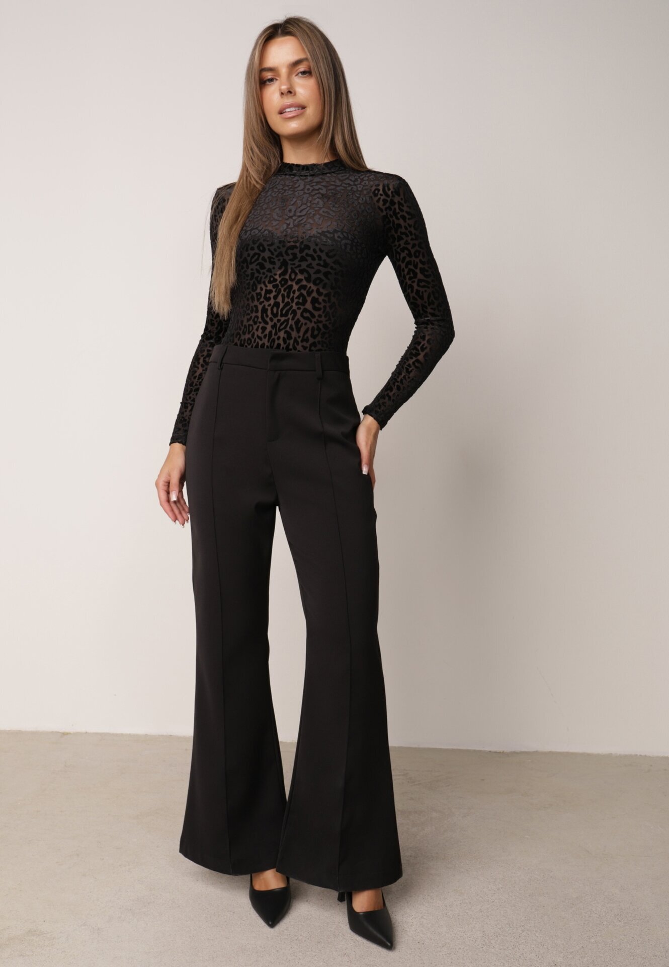 by swan Body din plasă cu vâscoză cu imprimeu leopard Antiresa Negru