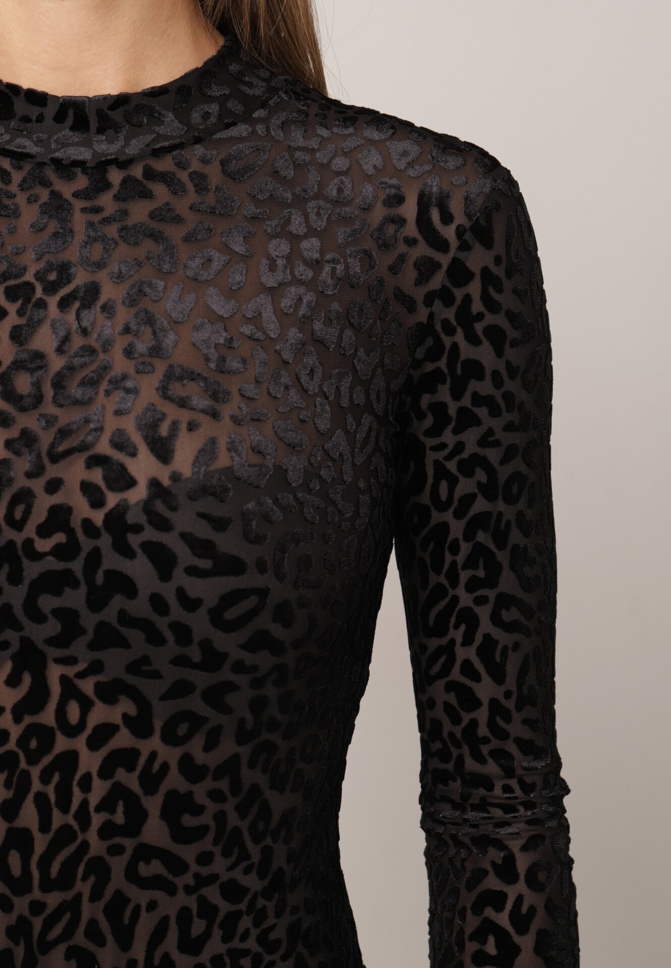 by swan Body din plasă cu vâscoză cu imprimeu leopard Antiresa Negru