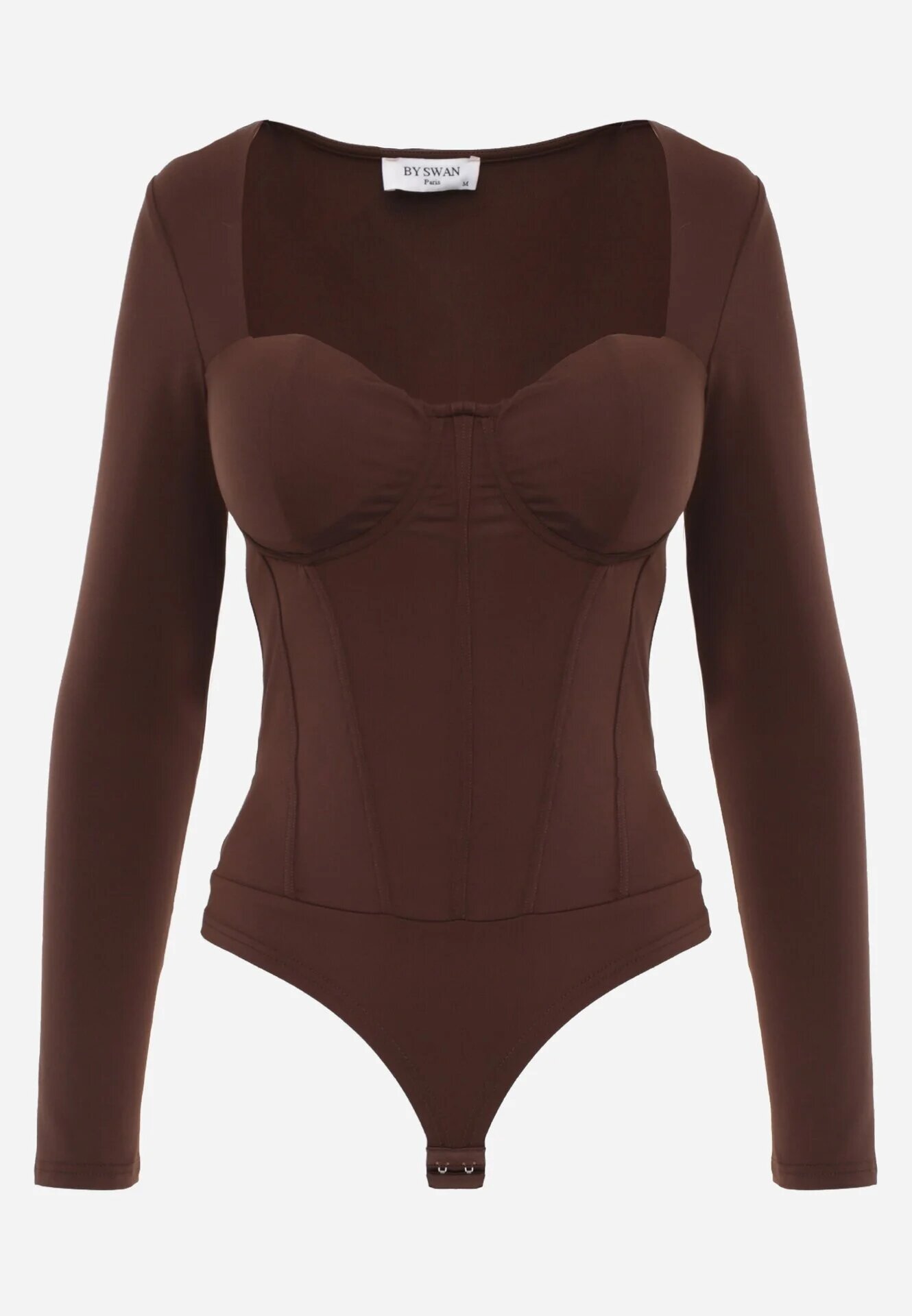 by swan Body din vâscoză cu croială de corset și mânecă lungă Zirnala Imprimeu Maro