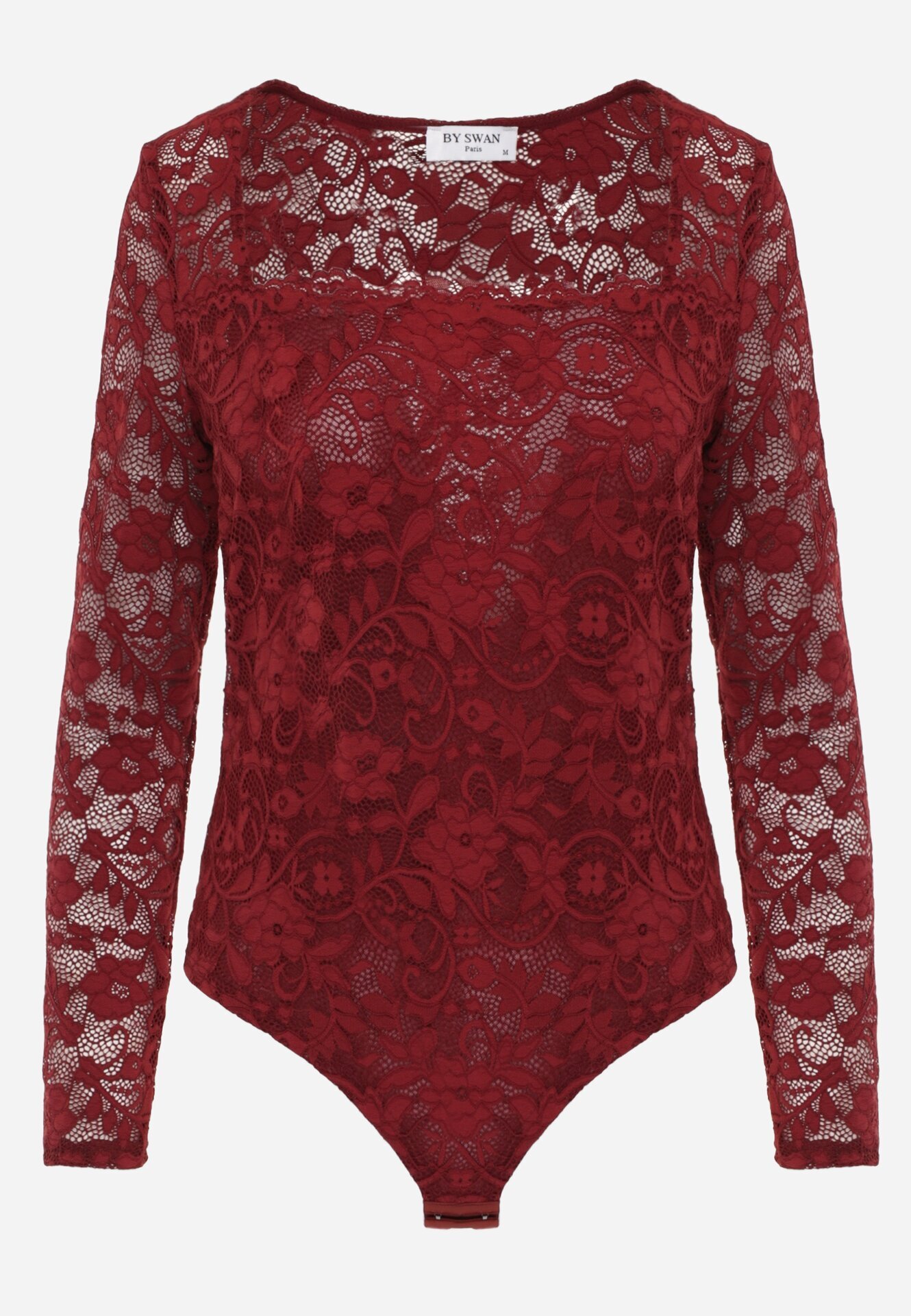 by swan Body elegant din dantelă cu vâscoză cu decolteu pătrat Visco Bordo
