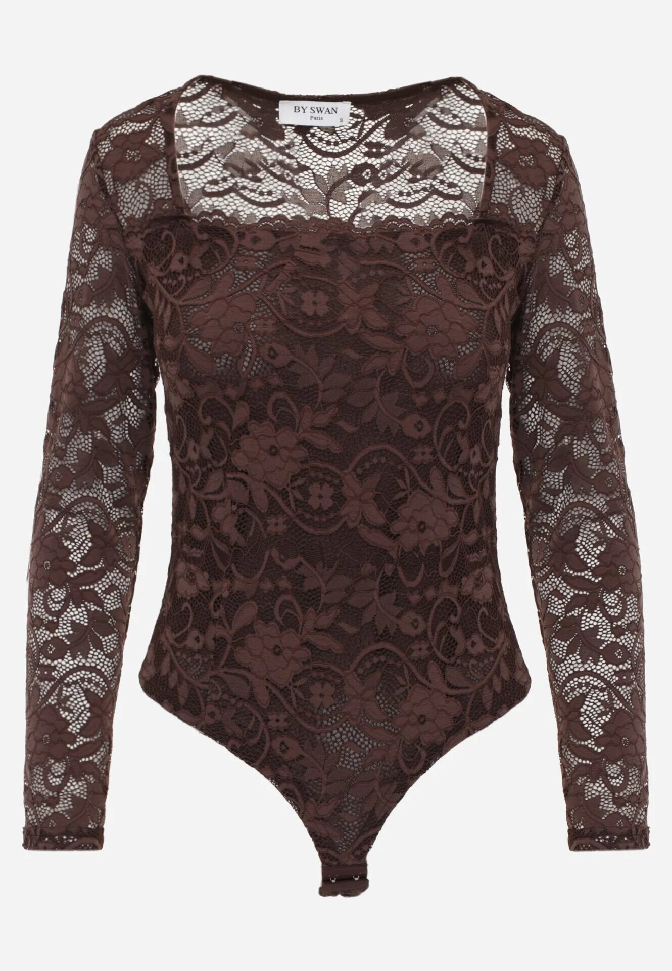 by swan Body elegant din dantelă cu vâscoză cu decolteu pătrat Visco Maro