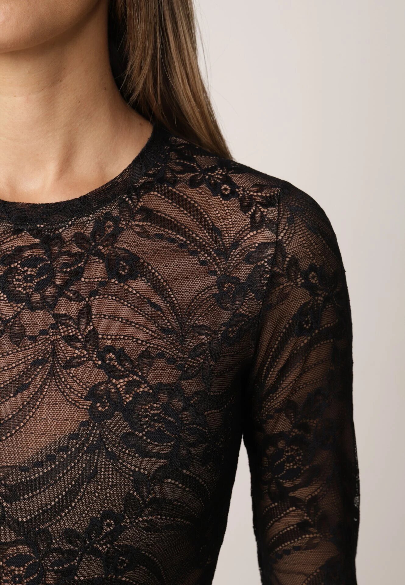 by swan Body elegant semitransparent din dantelă Aneila Negru