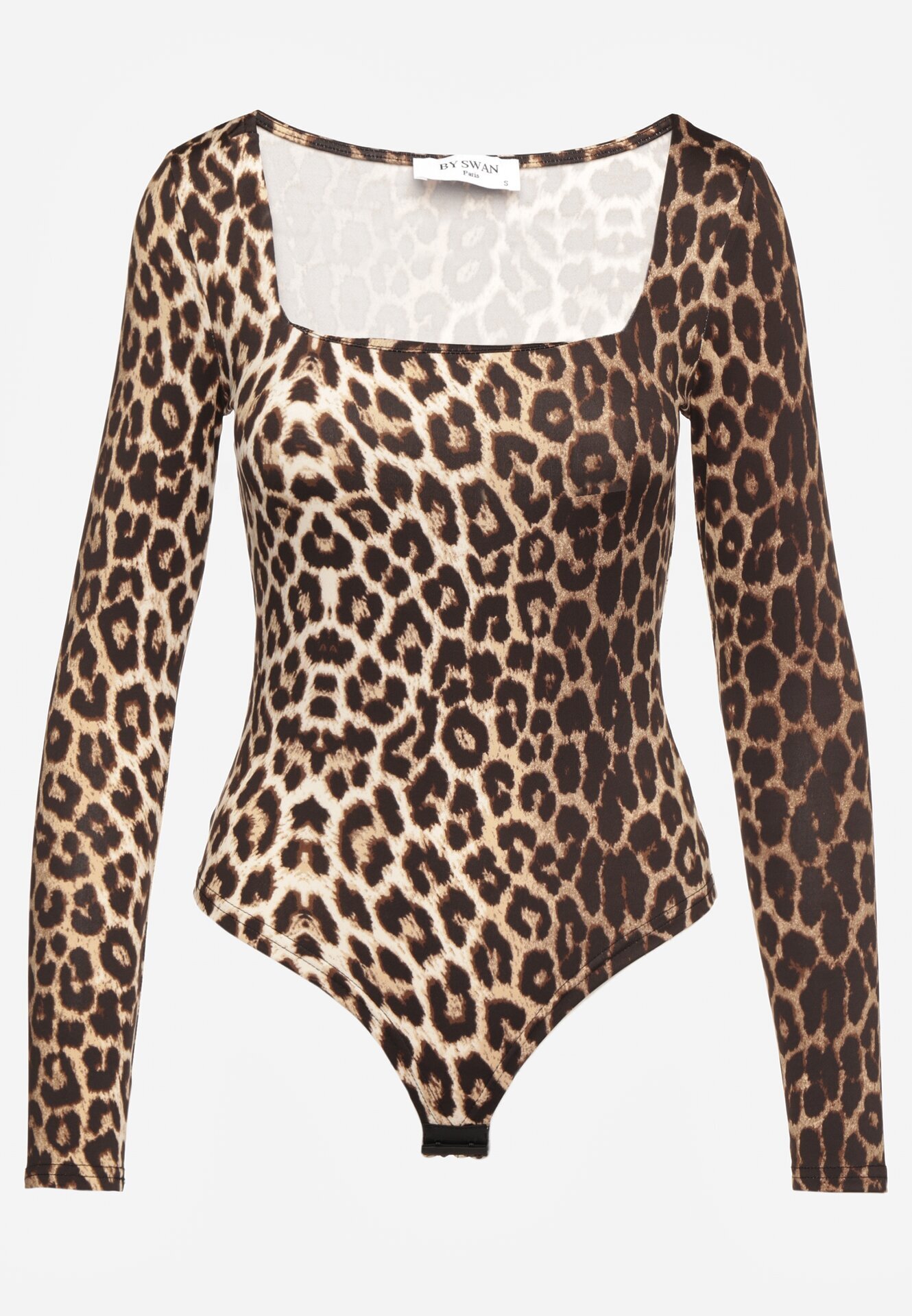 by swan Body Maro cu imprimeu leopard cu mânecă lungă și decolteu pătrat Teraza
