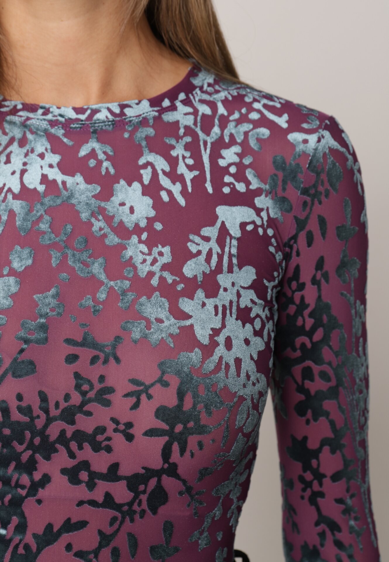 by swan Body Mov închis cu model floral din velur Zevira