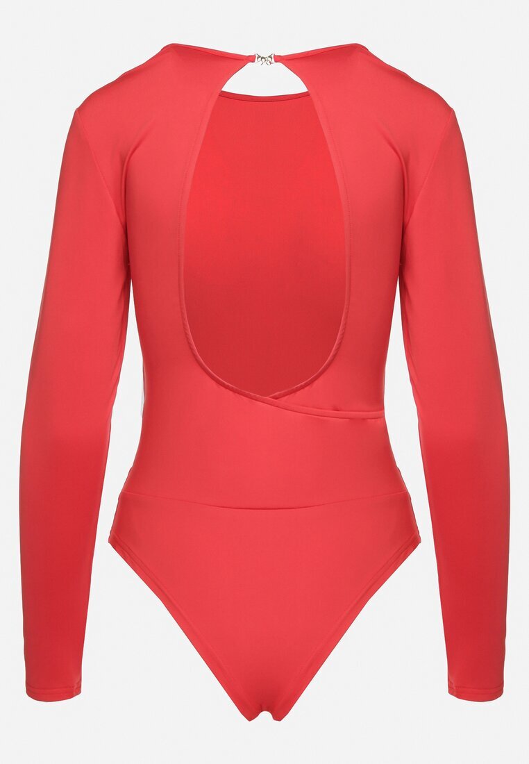 by swan Body roșu cu vâscoză decorat cu decupaj la spate Riarose