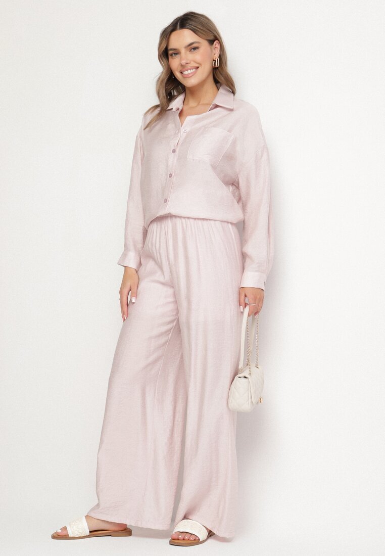 by swan Cămașă clasică roz deschis oversize cu buzunar Liorea