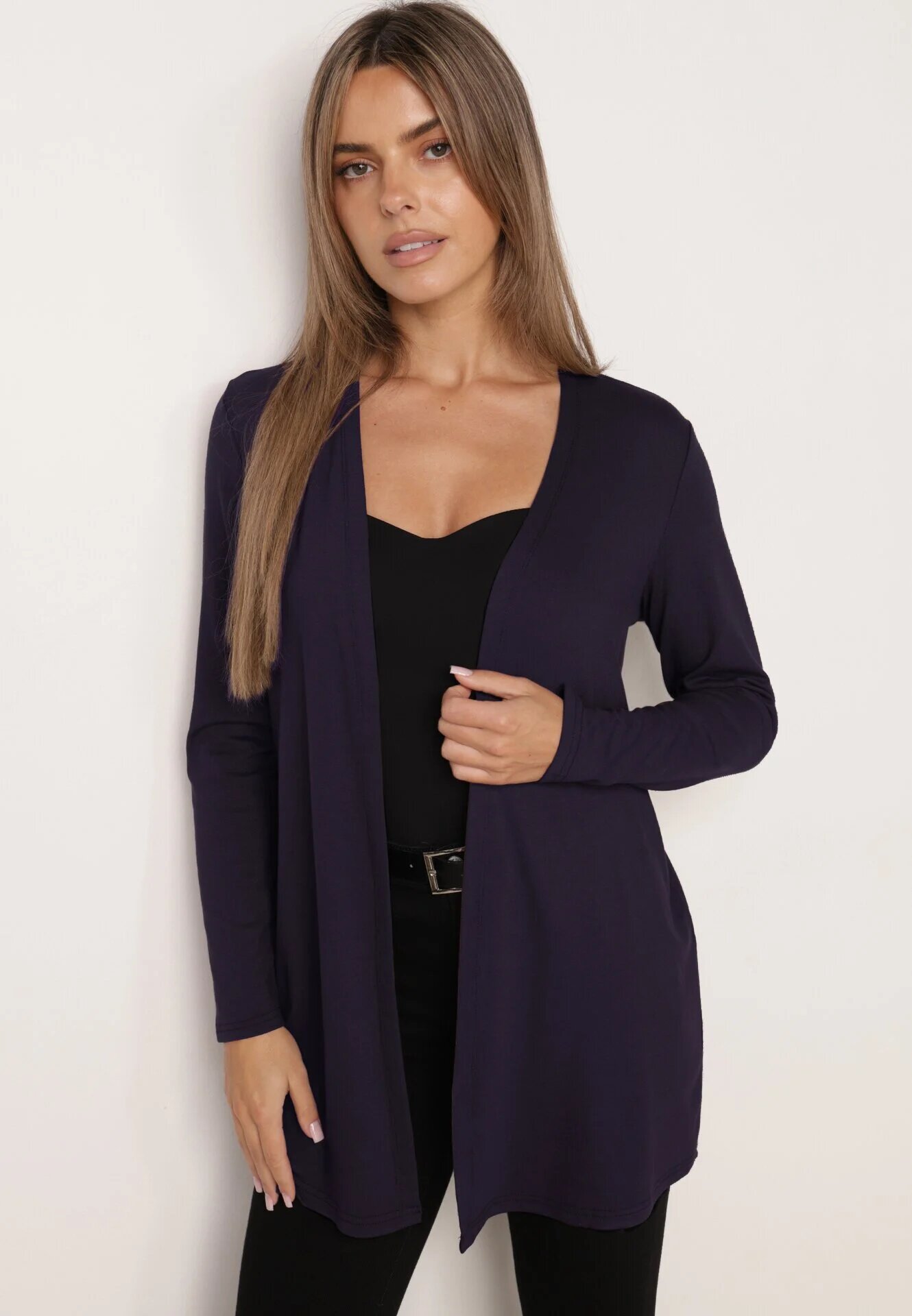 by swan Cardigan din bumbac fără închidere cu croi minimalist Cilira Bleumarin