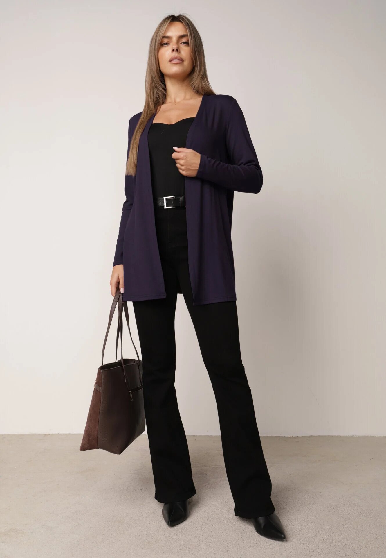 by swan Cardigan din bumbac fără închidere cu croi minimalist Cilira Bleumarin