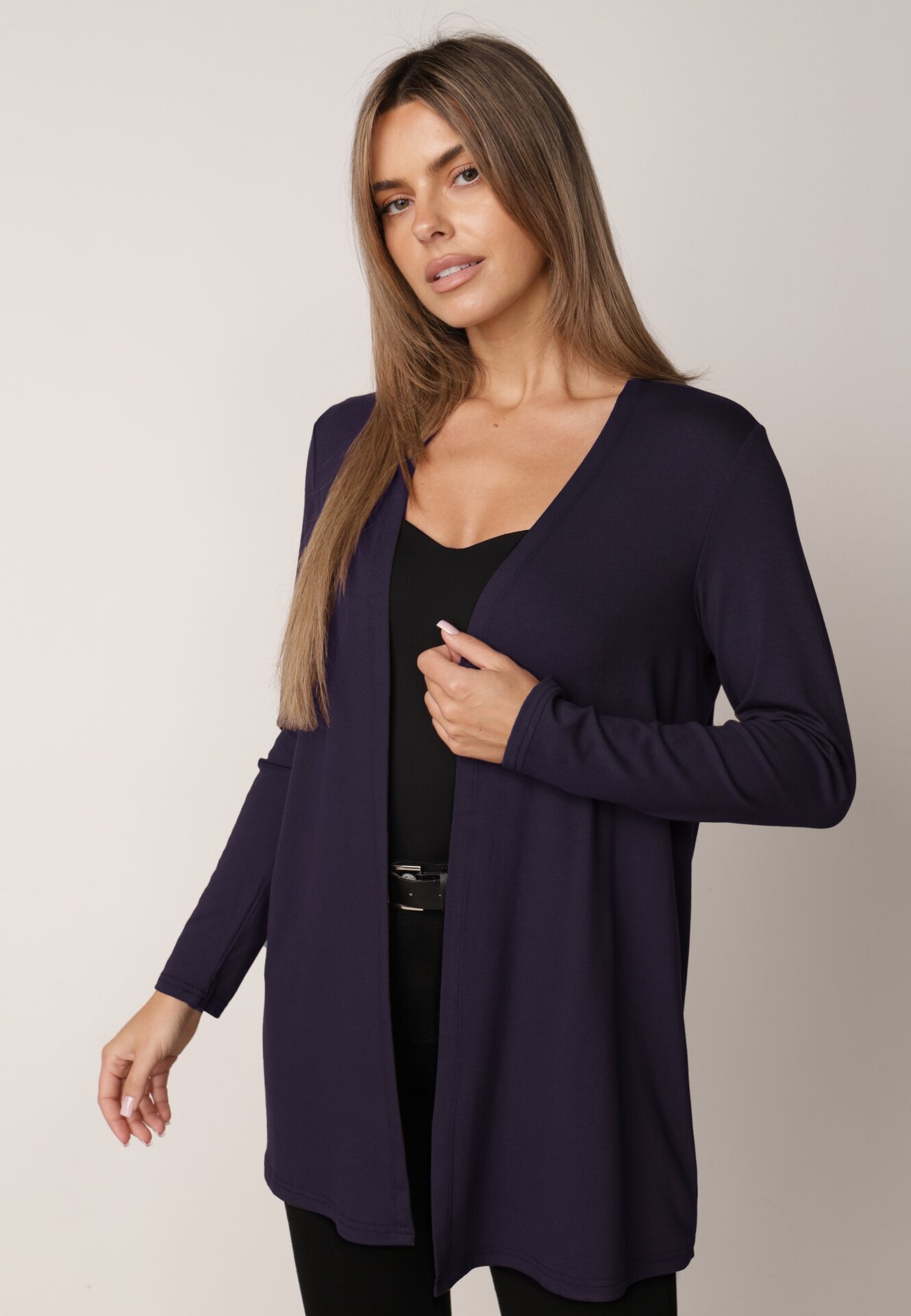 by swan Cardigan din bumbac fără închidere cu croi minimalist Cilira Bleumarin