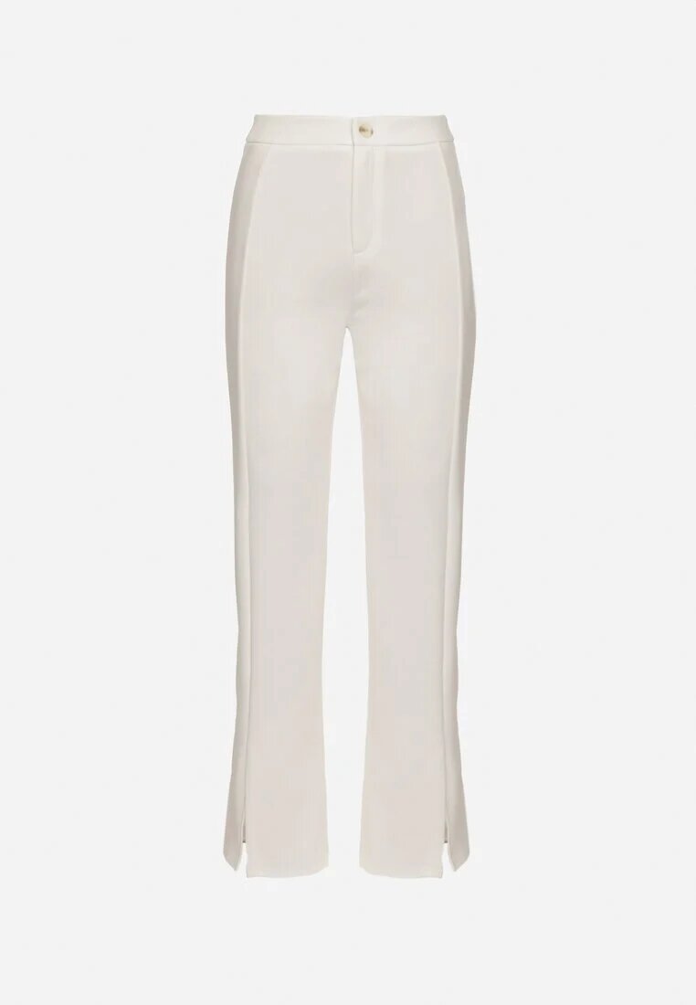 by swan Pantaloni Albi Eleganți cu Vâscoză și Talie Înaltă Tatilira