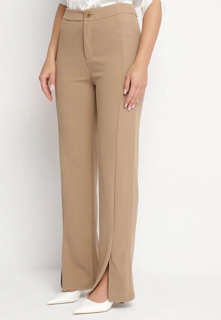by swan Pantaloni Bej închis Eleganți cu Viscoză și Talie Înaltă Tatilira