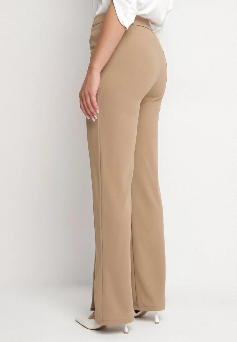 by swan Pantaloni Bej închis Eleganți cu Viscoză și Talie Înaltă Tatilira