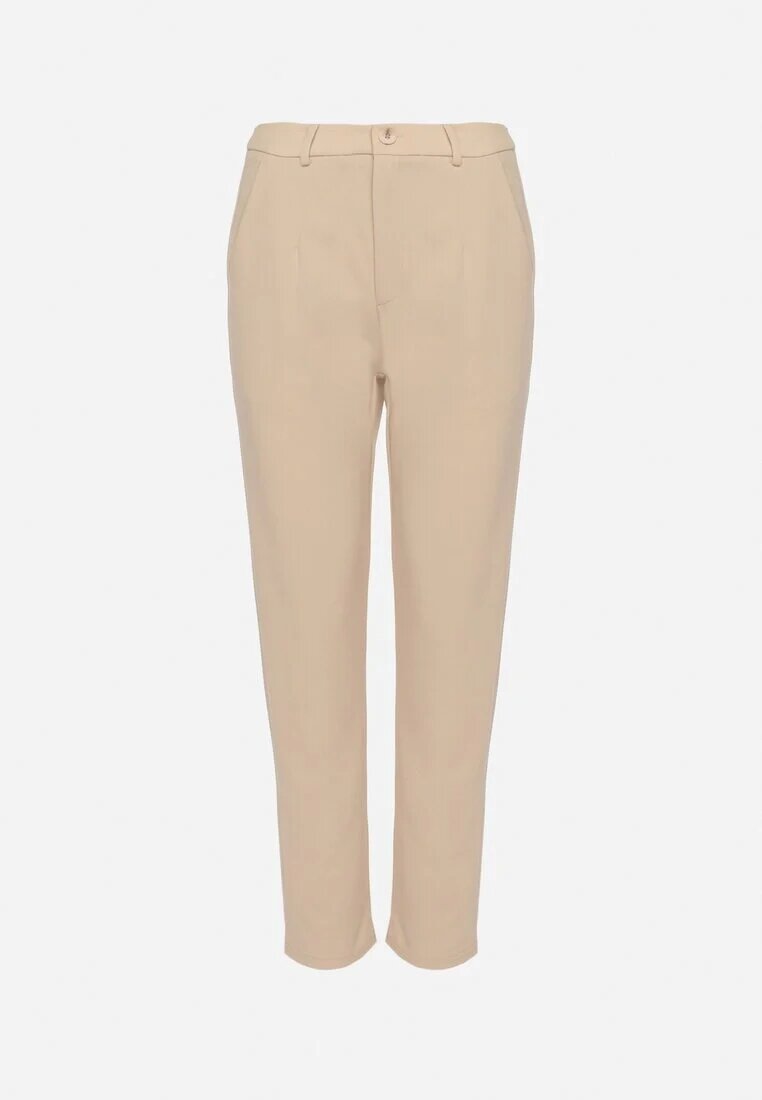 by swan Pantaloni de costum bej deschis din viscoză cu talie înaltă și buzunare Senolira