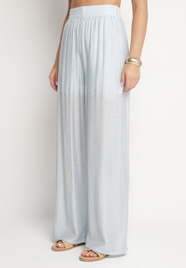 by swan Pantaloni Palazzo Albastru deschis cu croială largă cu elastic în talie și talie înaltă Jenanetia