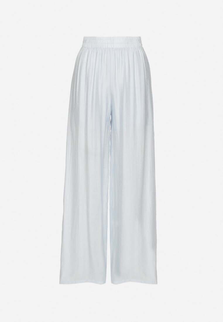 by swan Pantaloni Palazzo Albastru deschis cu croială largă cu elastic în talie și talie înaltă Jenanetia