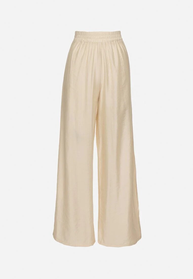by swan Pantaloni Palazzo bej deschis cu croială largă cu talie elastică și talie înaltă Jenanetia