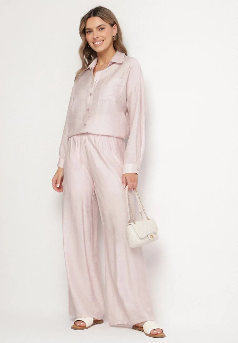 by swan Pantaloni Roz deschis Palazzo cu croială largă cu elastic în talie și talie înaltă Jenanetia
