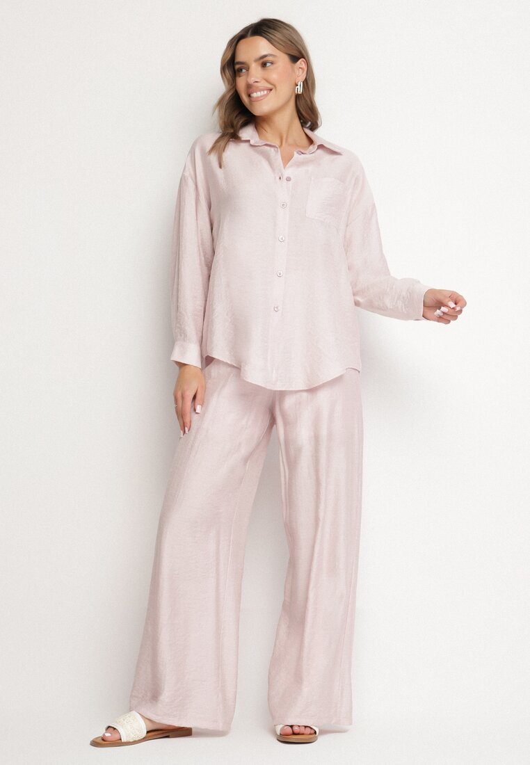 by swan Pantaloni Roz deschis Palazzo cu croială largă cu elastic în talie și talie înaltă Jenanetia