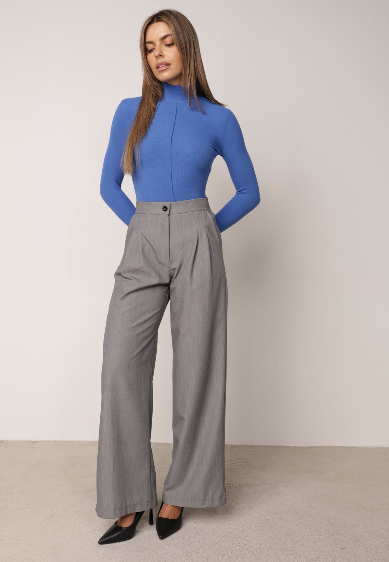 by swan Pulover Albastru Guler înalt slim fit Ryler